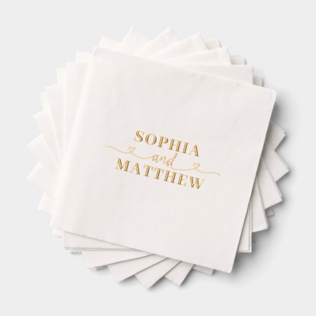 Serviettes Avec Dorure Noms Scénario Cœur Mariage (Insitu (empilé))