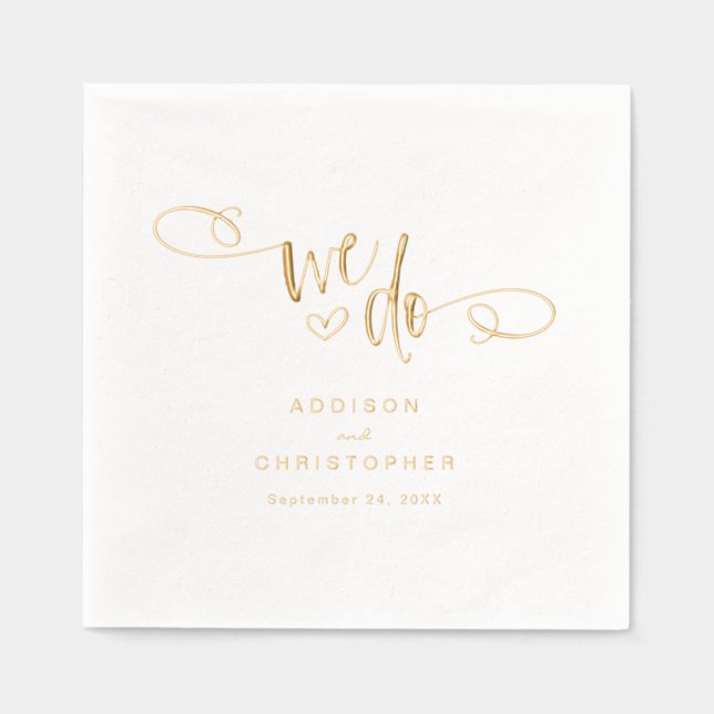 Serviettes Avec Dorure Nous faisons manuscrit Script Mariage Gold (Recto)