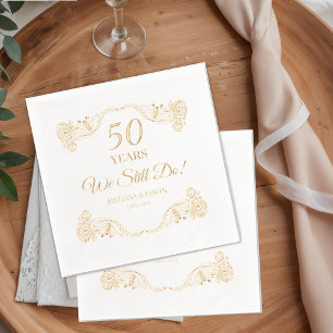Serviettes Avec Dorure "Nous sommes toujours ensemble" Fleurs pour les 50