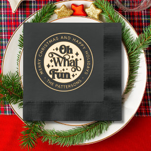 Serviettes Avec Dorure Oh What Fun Joyeux Noël Joyeux Joyeux Vacances