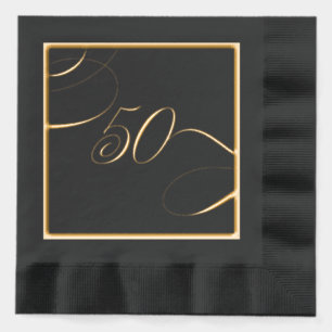 Serviettes Avec Dorure Or 50 Calligraphie Anniversaire de naissance Anniv