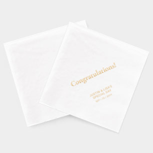 Serviettes Avec Dorure Or   Lettre élégante et stylée Félicitations