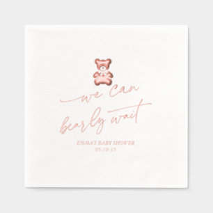Serviettes Avec Dorure Ours en or rose à peine attendre bébé fille Shower