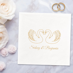 Serviettes Avec Dorure Paire de Swans Mariage Anniversaire V3