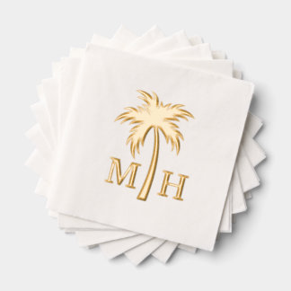 Serviettes Avec Dorure Palm Tree Wedding Monogram