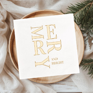 Serviettes Avec Dorure Papier minimal doré “Merry and Bright” de Noël