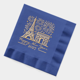 Serviettes Avec Dorure Paris Tour Eiffel Feu d'Artifice Nouvel An 2027 su