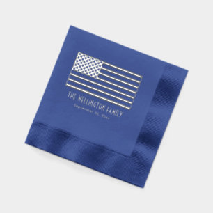 Serviettes Avec Dorure Patriotique USA American Flag Nom Date