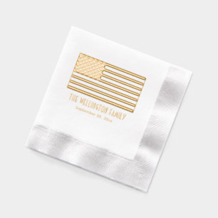 Serviettes Avec Dorure Patriotique USA American Flag Nom Date G