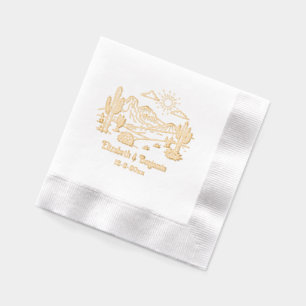 Serviettes Avec Dorure Paysage de Cactus du désert #3 Nom du couple Date