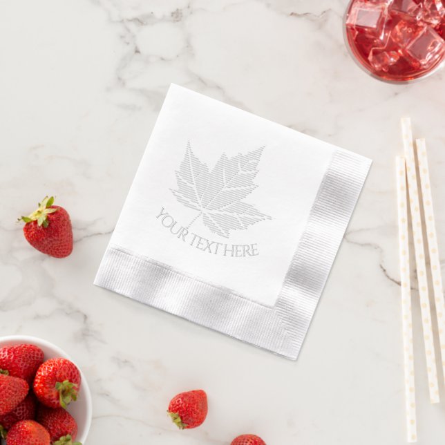 Serviettes Avec Dorure Personalized Canada Napkins Embossed Maple Leaf (Insitu (Fraise))