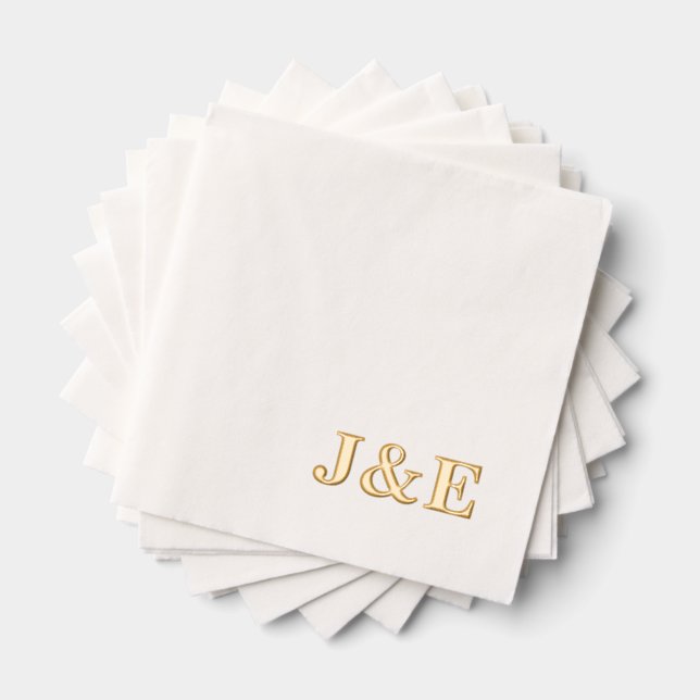 Serviettes Avec Dorure Personalized Initials Monogram Wedding Reception (Insitu (empilé))