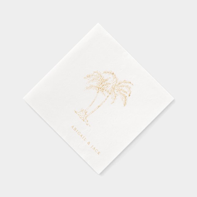 Serviettes Avec Dorure Personalized Names Tropical Palm Trees Foil (Droite)