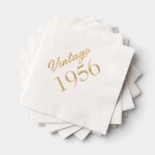 Serviettes Avec Dorure Personnalisé 70e anniversaire Vintage 1956
