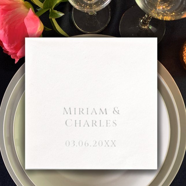 Serviettes Avec Dorure Personnalisé Elégant 25e anniversaire Argent réel (Personalize this real foil silver custom script napkin. Simple elegant modern typography.)