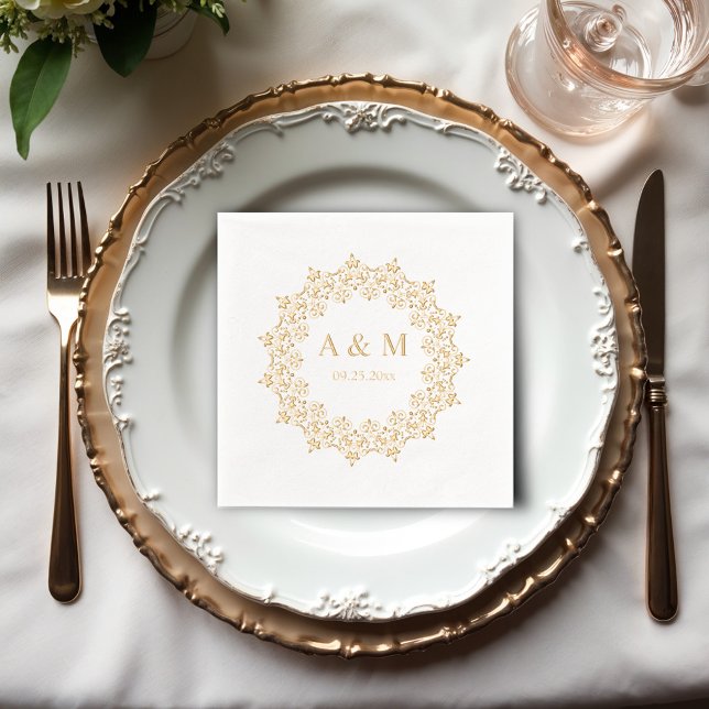 Serviettes Avec Dorure Personnaliser de dentelle Mandala Mariage de monog (Créateur téléchargé)