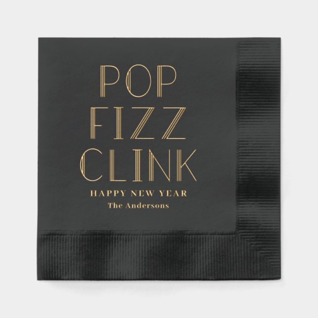 Serviettes Avec Dorure Pop Fizz Click Holiday Party Foil Stamped Naples (Recto)
