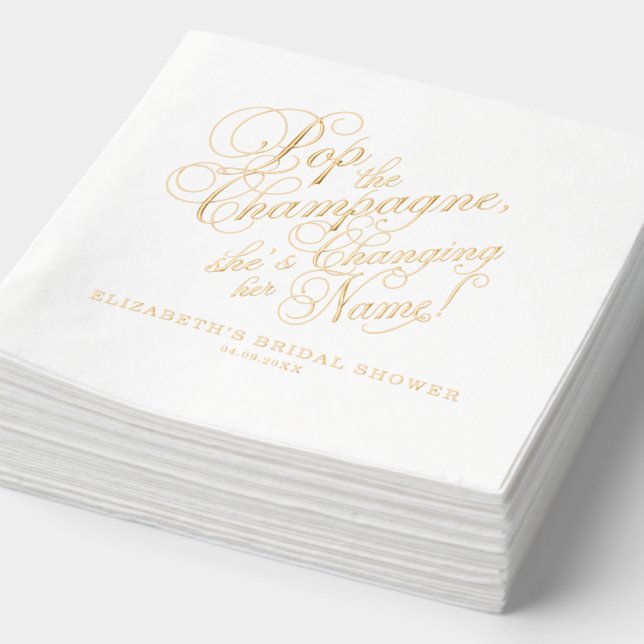 Serviettes Avec Dorure Pop la Fête des mariées Champagne (Détail)