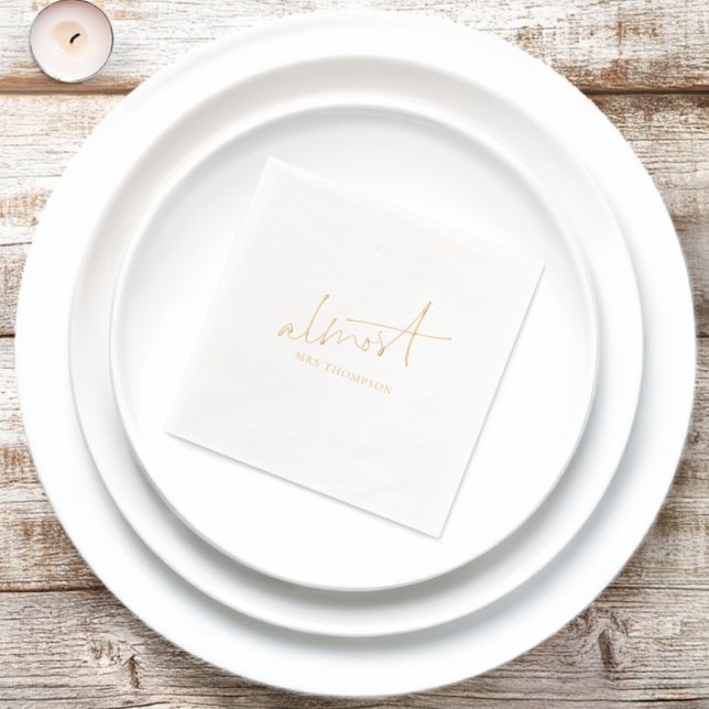 Serviettes Avec Dorure Presque Mme Nom Baby Shower  (Insitu)
