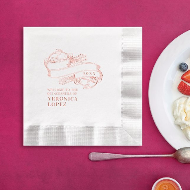 Serviettes Avec Dorure Quinceanera classique Festive élégante 15ème (Créateur téléchargé)