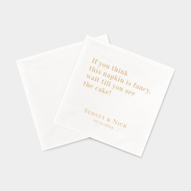 Serviettes Avec Dorure Raffiné | Funny Personnalisé Mariage Gold (Verso)