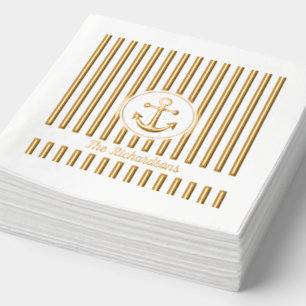 Serviettes Avec Dorure Rayures d'ancre nautique personnalisées