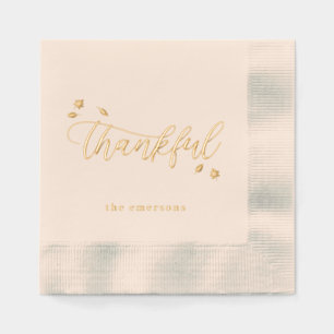 Serviettes Avec Dorure Remerciements Automne Thanksgiving Foil Stamped Na