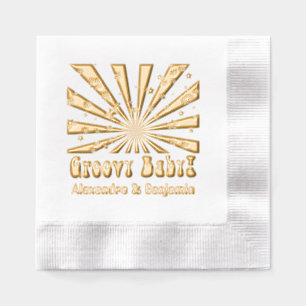 Serviettes Avec Dorure Rétro Hippie Psychedelique Groovy Rayons Étoiles A