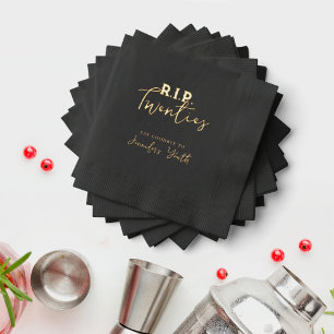 Serviettes Avec Dorure RIP To My Twenties Black 30th Birthday Party
