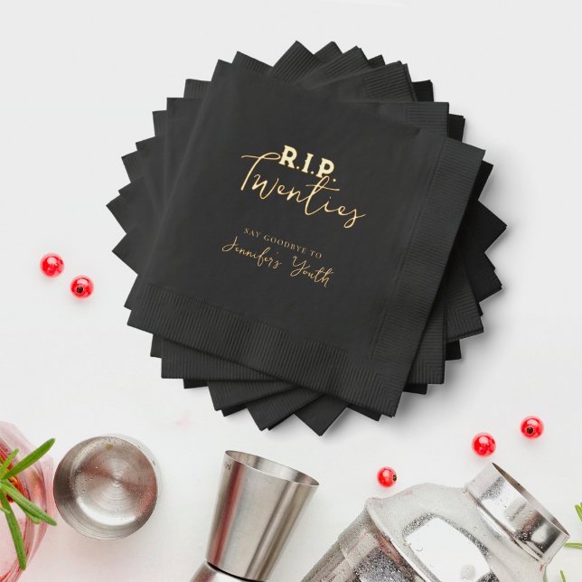 Serviettes Avec Dorure RIP To My Twenties Black 30th Birthday Party (Créateur téléchargé)