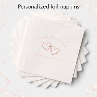 Serviettes Avec Dorure Rose élégante personnalisée pour le 40e anniversai