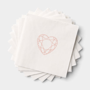 Serviettes Avec Dorure Rose Gold Heart Foil Cocktail Napkins