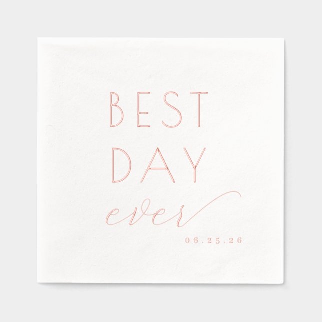 Serviettes Avec Dorure Rose Gold Typographique Joyeux (Recto)