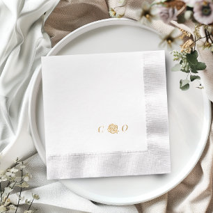 Serviettes Avec Dorure Rose monogramme floral mariage minimaliste