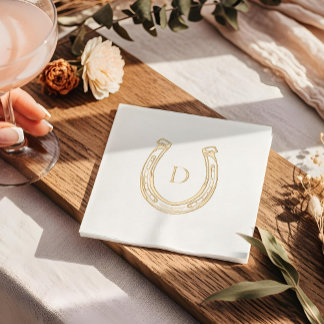Serviettes Avec Dorure Rustic Western Horseshoe Custom Monogram Mariage
