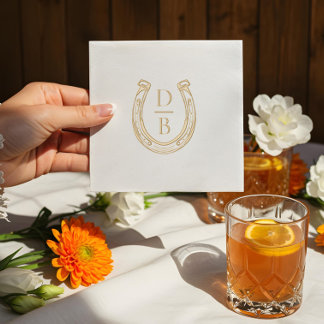 Serviettes Avec Dorure Rustic Western Horseshoe Custom Monogram Mariage