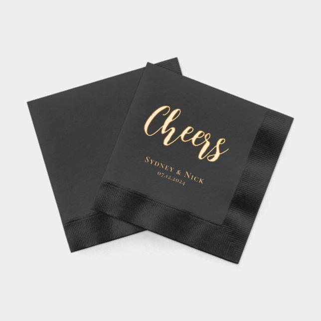 Serviettes Avec Dorure Salaire minimal moderne | Monogramme mariage (Verso)