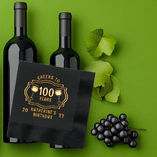 Serviettes Avec Dorure Salles de vin à 100 ans Anniversaire Nom