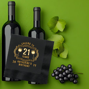 Serviettes Avec Dorure Salles de vin à 21 ans Anniversaire Nom