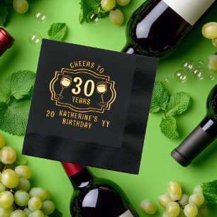 Serviettes Avec Dorure Salles de vin à 30 ans Anniversaire Nom