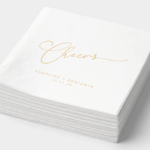 Serviettes Avec Dorure Salutations Script minimal Mariage personnalisé Él