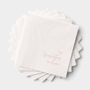 Serviettes Avec Dorure Script de nom de famille du Mariage personnalisé