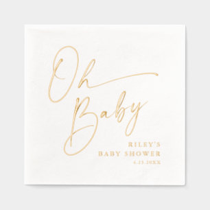 Serviettes Avec Dorure Script moderne Oh Baby shower