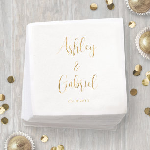 Serviettes Avec Dorure Script tendance Calligraphie Simple Mariage modern