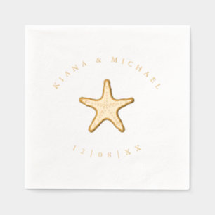 Serviettes Avec Dorure Seam Beach Wedding Starfish ID837