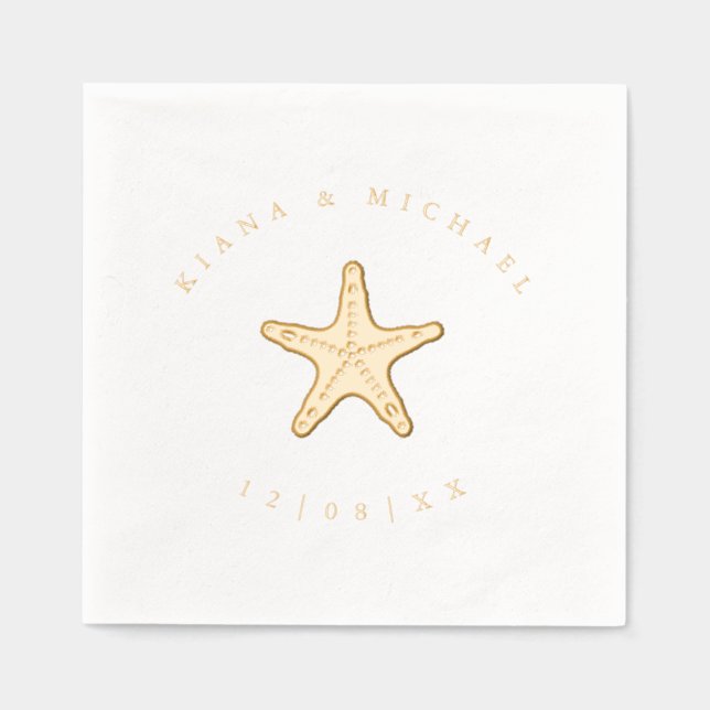 Serviettes Avec Dorure Seam Beach Wedding Starfish ID837 (Recto)