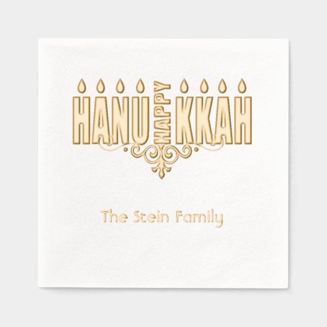 Serviettes Avec Dorure Serviettes empilées Hannukah Foil (Recto)