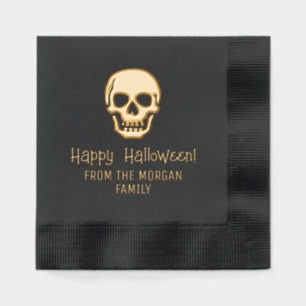 Serviettes Avec Dorure Silhouette de crâne gothique Joyeux Halloween Nom