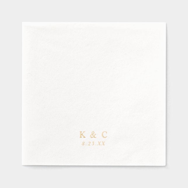 Serviettes Avec Dorure Simple Élégant Classe Mariage Moderne Or (Recto)
