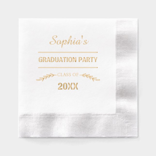 Serviettes Avec Dorure Simple Elegant Graduation Party (Recto)